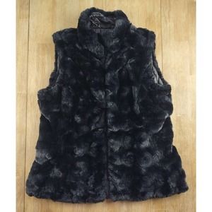 Nicole Miller Original Womens Faux‎ Fur Reversible Puffer Vest Size Small Black